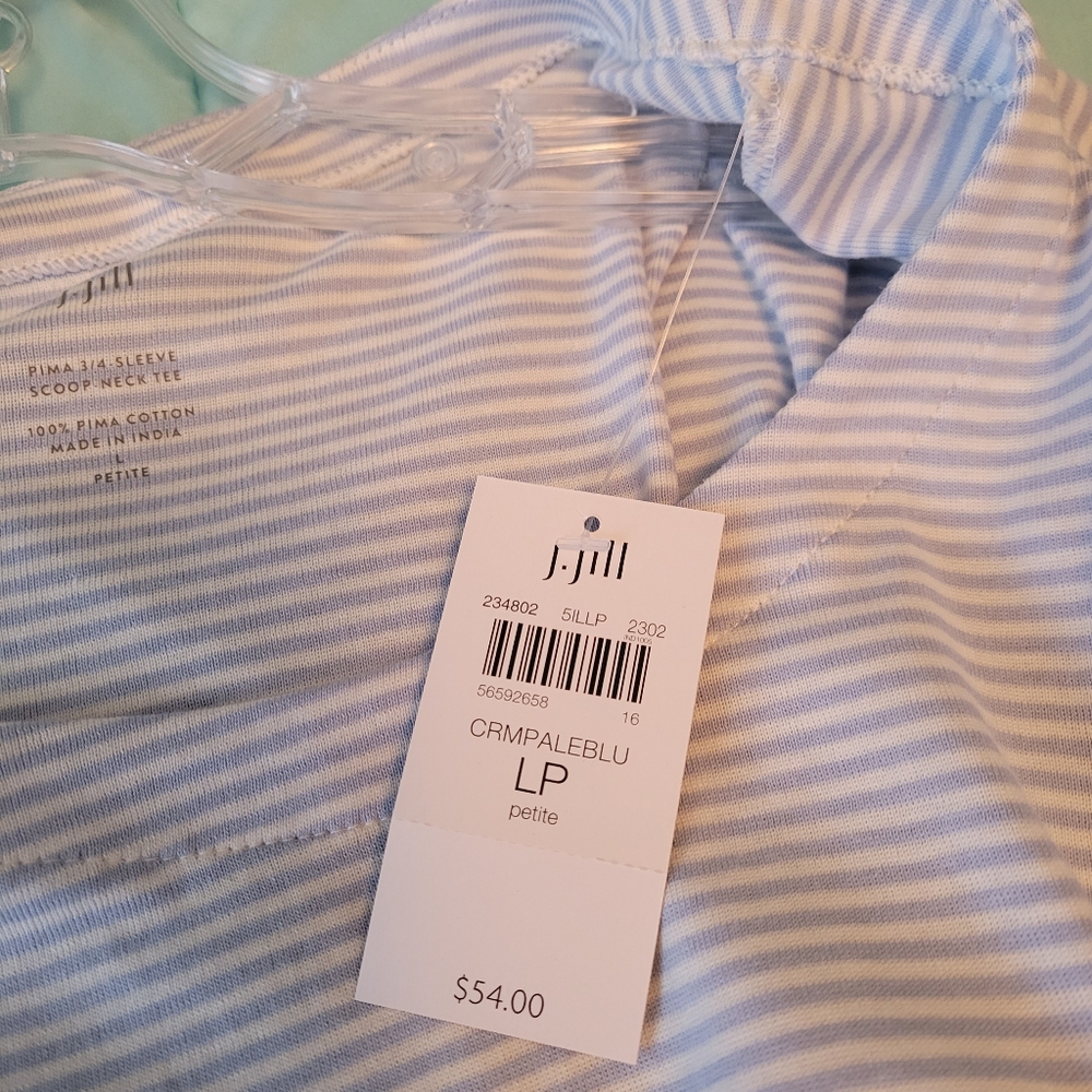 NWT J Jill Pima 3/4 Sleeve Scoop Neck Stripe Tee - Picture 3 of 6